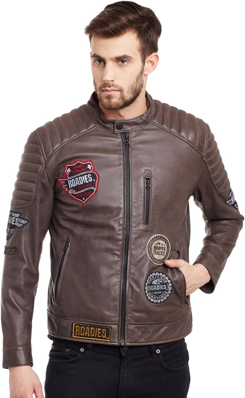 ROADIES by JUSTANNED Grey Men's Leather Jacket