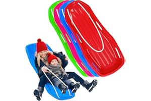 BOBBLET Large Sturdy Snow Sleds for Both Kids and Adults,48” Lightweight and Fast Speed Toboggan Sled with Pull Rope and Handles,Plastic Cold-Resistant Snow Slides for Toddlers and Adult Rider