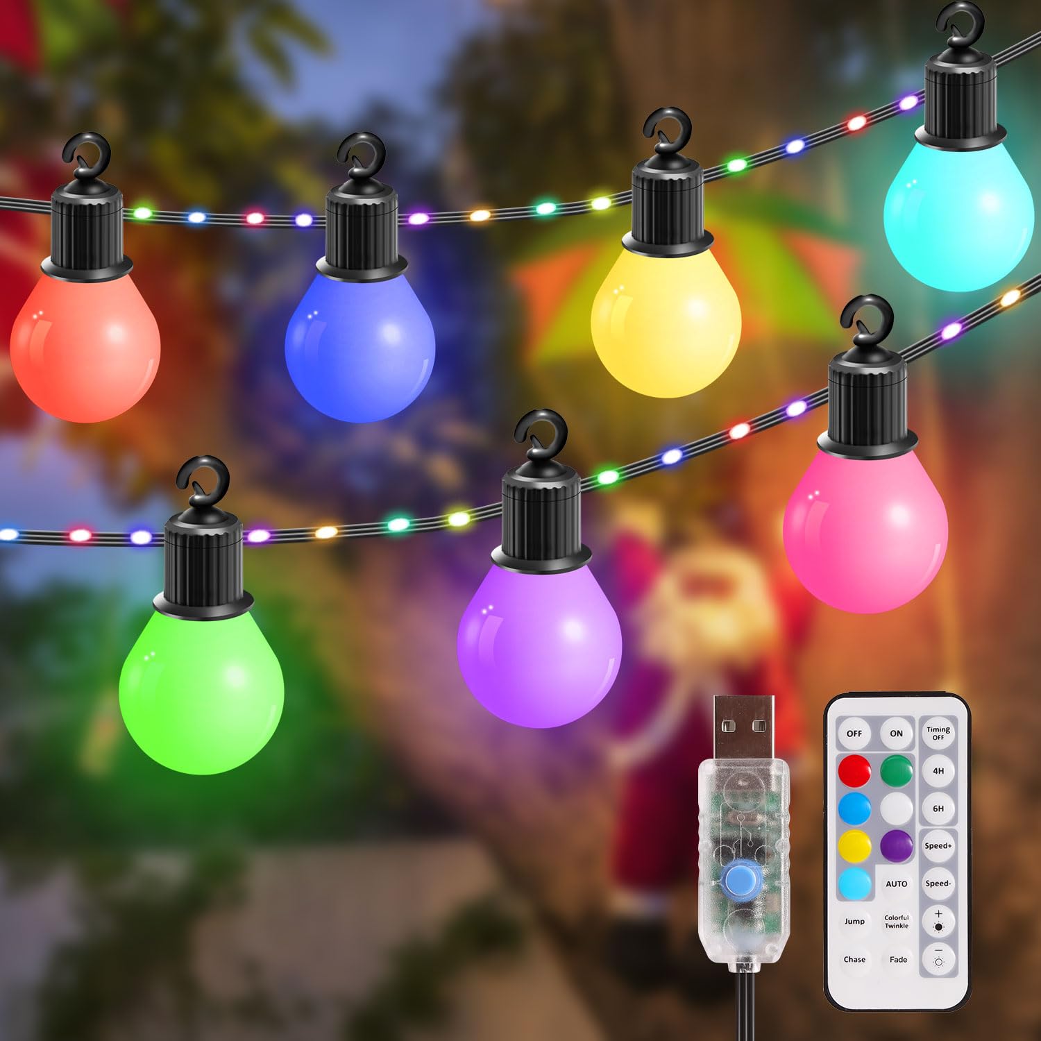 B-right Festoon Lights Outdoor, 41ft Garden Lights Mains Powered with 80+20 LED Shatterproof Bulbs, 12Modes Outdoor String Lights with Timer & IP65 Waterproof for Patio Wedding Backyard Party