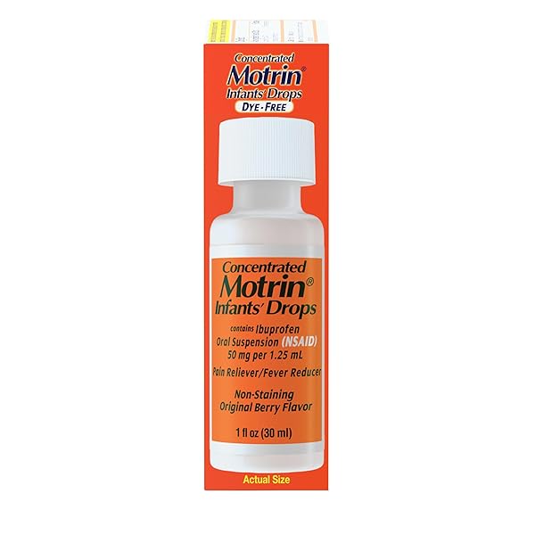 INFANTS’ MOTRIN INFANT IBUPROFEN ORAL SUSPENSION CONCENTRATED DROPS, NSAID FEVER REDUCER & PAIN RELIEVER FOR BABIES, DYE FREE, ALCOHOL-FREE, BERRY FLAVOR, INCLUDES ENCLOSED SYRINGE, 1 FL. OZ