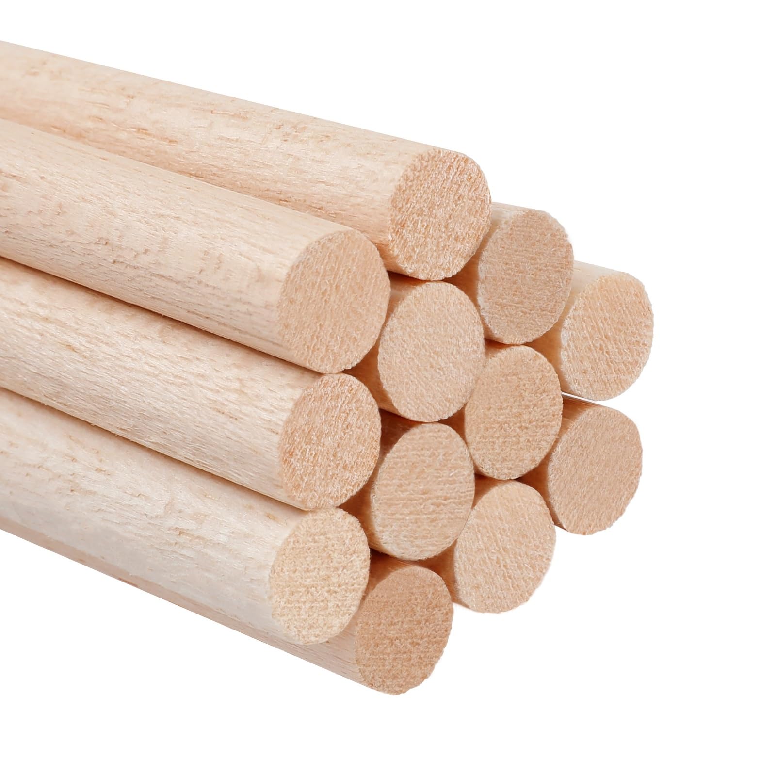 Photo 1 of 1/2 x 12 Inch Round Wood Dowel Rods Wood Sticks Wooden Dowel Rods Unfinished Wood Balsa Wood Sticks for Crafts and DIY Projects, 12 PCS