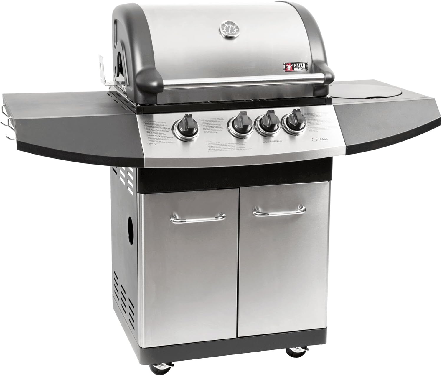 Mayer Barbecue ZUNDA Gasgrill MGG-331 Pro mit Seitenbrenner