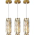 LMQNINE Pendant Lights Modern Gold Pendant Light Mini Crystal Chandelier Pendant Lighting for Kitchen Island Dinning Room Bedroom Kitchen Sink Lighting (Gold 3-Pack)