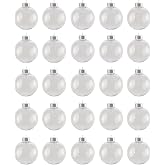 Creative Hobbies&reg; - Bulk Value Pack of 25 pcs - 67mm (2-5/8 Inch) Round Clear Plastic Ball Ornaments - Great for Crafting DIY Christmas Ornaments