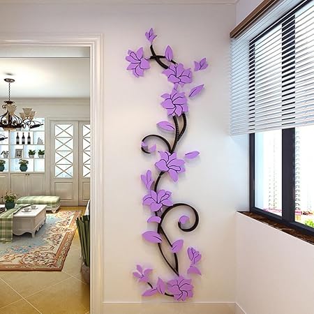 Resplend Haushalt Aufkleber Resplend Diy Wandtattoo 3d Acryl Crystal Wandsticker Stereo Wandaufkleber Zuhause Wohnzimmer Schlafzimmer Wandbilder Tv Hintergrund Wanddeko Lila Amazon De Kuche Haushalt