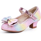 PANDANINJIA Girls Toddler/Little Kid Jada Dress Mary Jane Pumps Bow Low Heels Party Wedding Princess Shoes