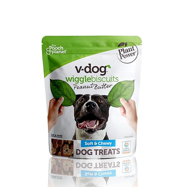 V-DOG VEGAN WIGGLE BISCUIT ORGANIC DOG TREATS, PEANUT...