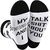 CENWA 1 Pair Newfoundland Dog Socks My Newfoundland And I Talk Shit About You Socks Gift for Dog Lover (US, Alpha, Medium, Regular, Regular, Newfoundland Dog)