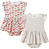 Minicoco 2 Pack Baby Girl Bodysuit Dress Short Ruffle Sleeve Newborn Skirted Romper Infant Summer Outfits for 0-24 Months