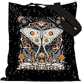YeiHe Goth Witchy Cottagecore Luna Moth Mushroom Tote Bag - Halloween Canvas Tote Bags for Women, Gothic Gifts, Spooky Gifts, Reusable Grocery Bags