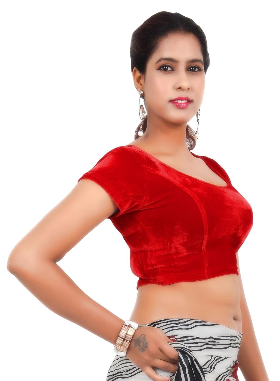 louis fashion velvet fabric women blouse (2074-bl-red01)