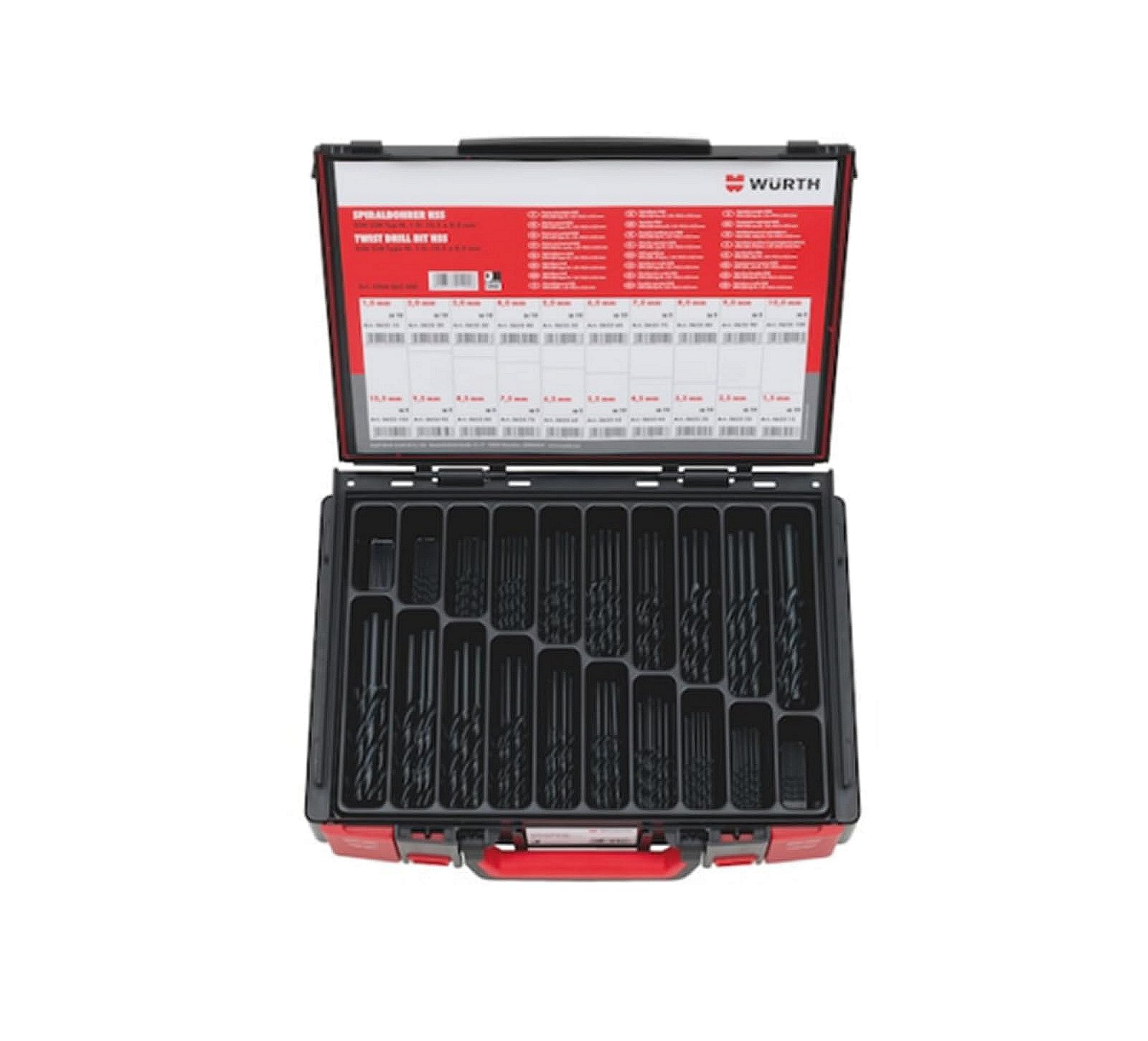 Würth W5964062500961 Spiral Drill Bit HSS DIN 338 Type RN 155 Pieces Sysko Black