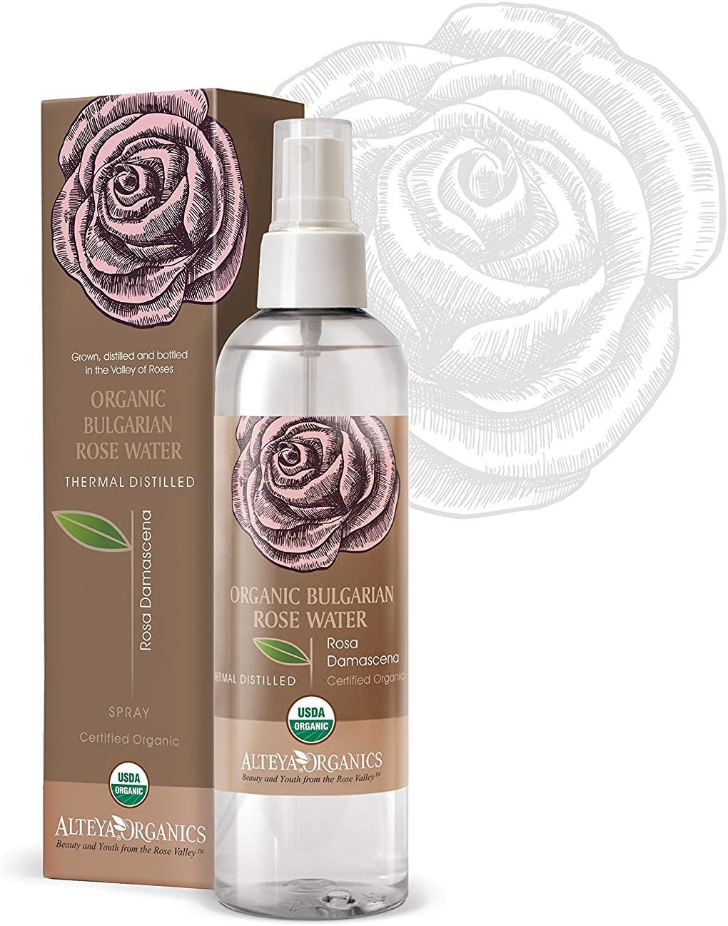 Alteya Organics Bulgarian Rose Water Toner - USDA Organic, Award-Winning, Organic Toner Mist, 8.5 oz/250ml