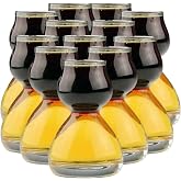 QUAFFER Double Bubble Layered PLASTIC Shot Glass &ndash; Clear Chaser Shot Glass Jigger for Smooth Tasty Shots &ndash; Fun Unique Split Shot Glasses Barware (Set of 12)