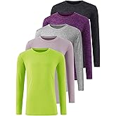 Orrstarry 5 Pack: Youth Girls Long Sleeve Shirts Dry Fit Athletic T-Shirts Soft Active Performance Tees Tops for Kids Teens