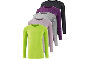 Orrstarry 5 Pack: Youth Girls Long Sleeve Shirts Dry Fit Athletic T-Shirts Soft Active Performance Tees Tops for Kids Teens