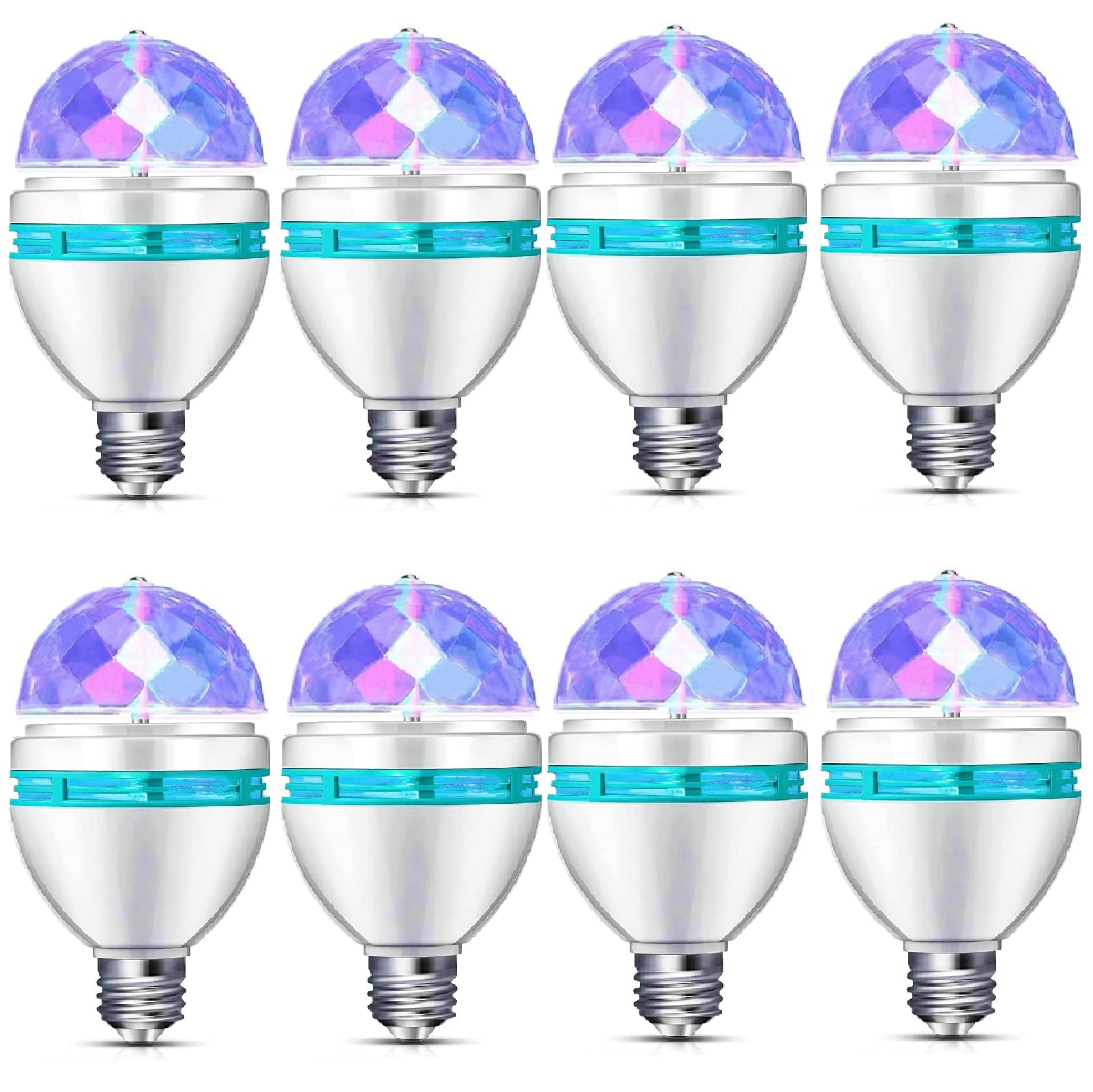 Photo 1 of 8 Pcs Disco Light Bulb Rotating E26/E27 Party Light Bulbs Rotating Colorful Bulb Changing LED Bulbs Strobe Light Bulb Multi Crystal Stage Lights Birthday Party Club Bar for Indoor Outdoor Photography