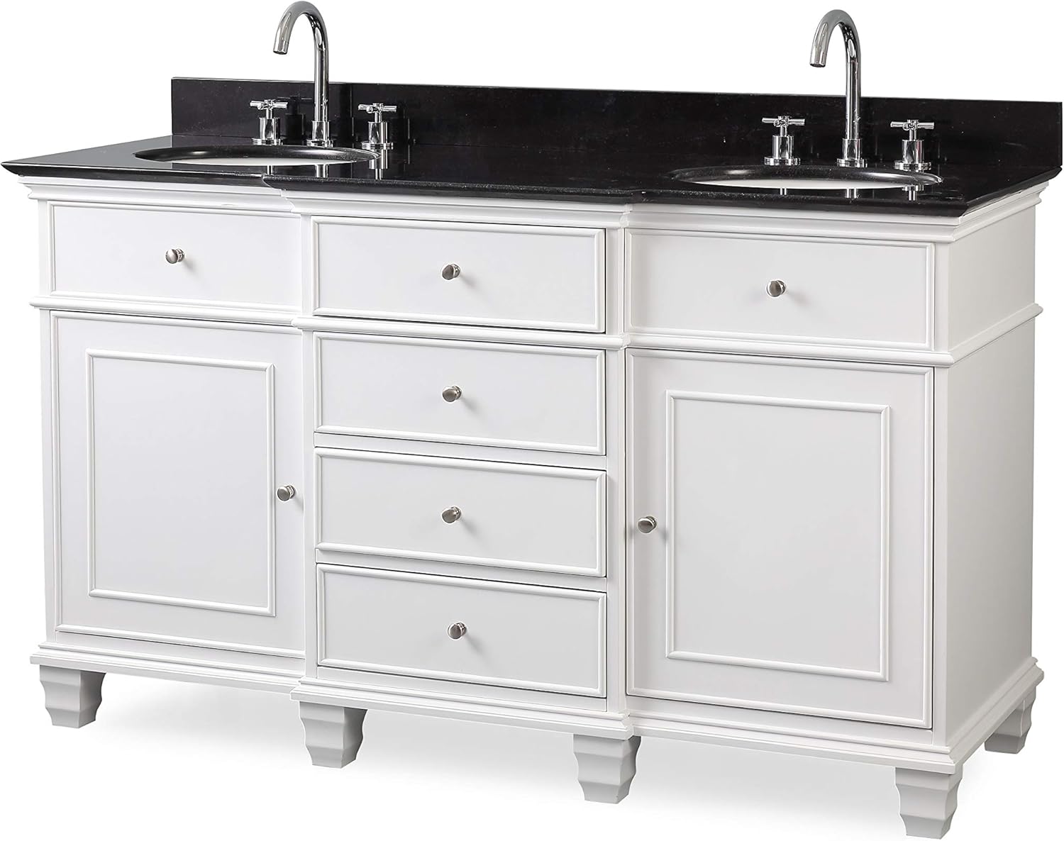Amazon Com 60 Elegant White Double Sink Conduit Bathroom Cabinet Vanity Cf 64601gt Kitchen Dining
