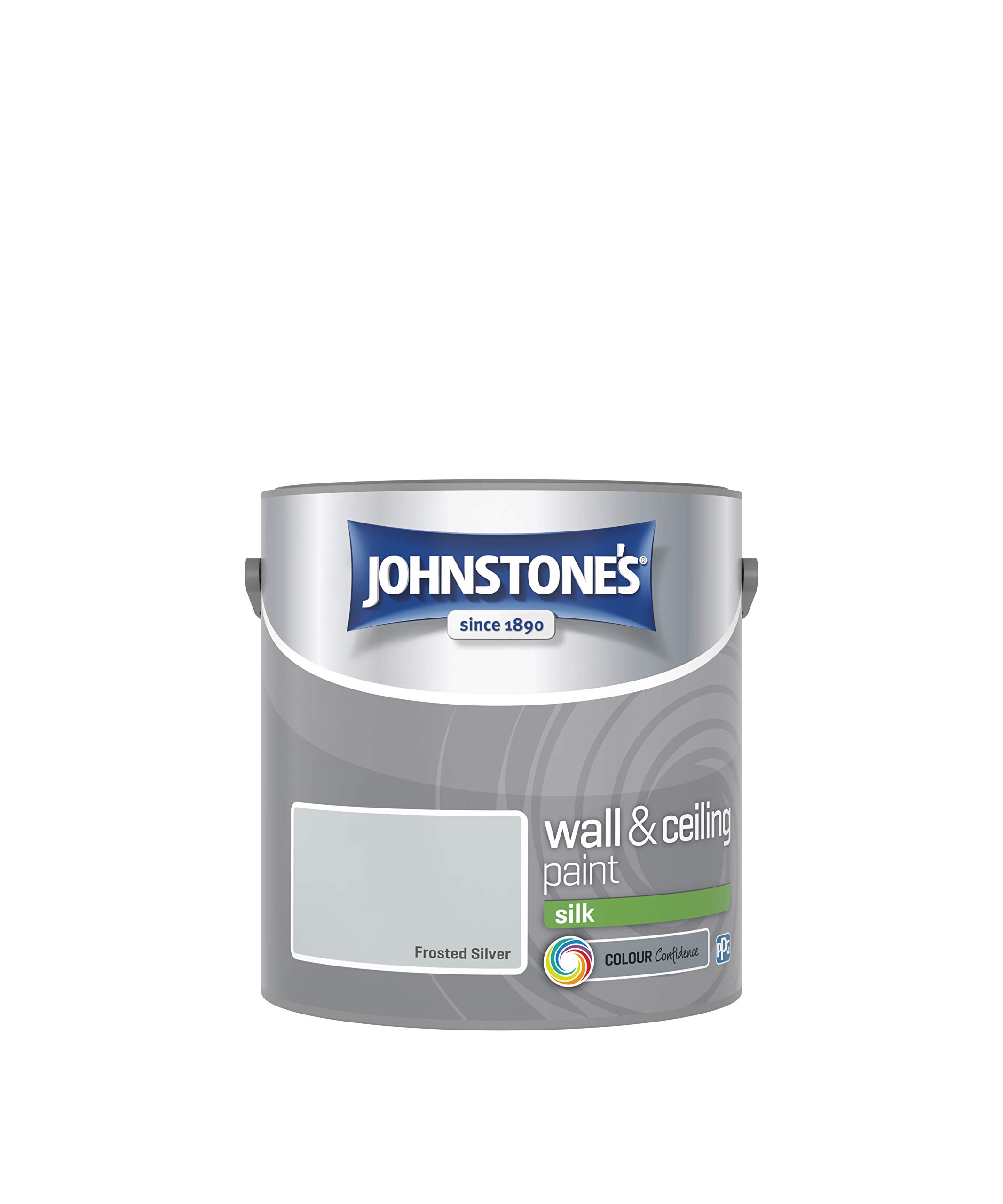 Johnstone's - Wall & Ceiling Paint - Frosted Silver - Silk Finish - Emulsion Paint - Fantastic Coverage - Easy to Apply - Dry in 1-2 Hours - 12m2 Coverage per Litre - 2.5L