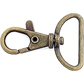 CRAFTMEMORE 1 Inch Trigger Snap Hooks Classic Swivel Lobster Claw Clasps Purse Lanyard Clip 20 Pack CSPS (Antique Brass)