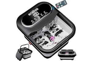 OOAMBB Collapsible Foot Spa with Heat, Bubble and Temp Control, Remote Control, Foot Bath Massager with XL Touch Screen and M