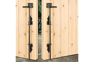 DJSUNPACKING 18" Heavy Duty Cane Bolt Drop Rod-Steel Gate Ground Latch Designed for Wood Metal Vinyl Gates or Double Doors Fence Applications-2 Pack