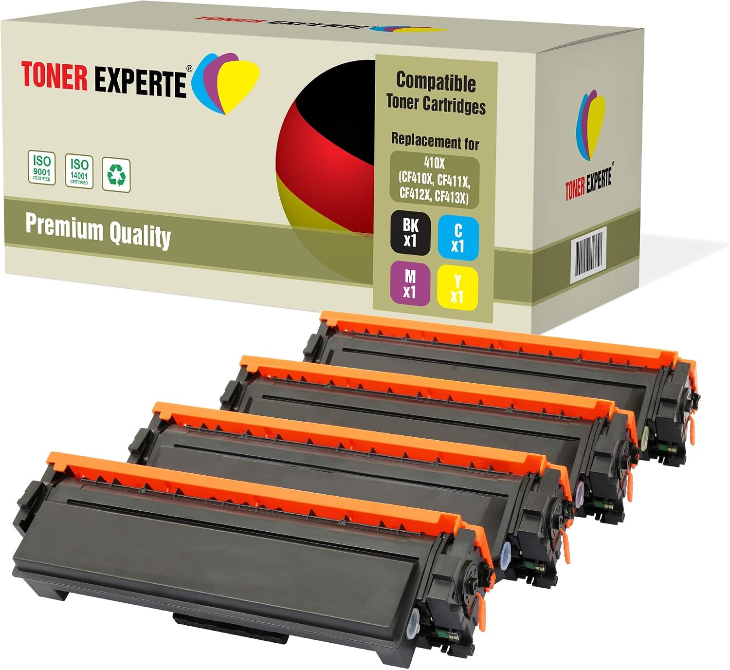 TONER EXPERTE Compatible 410A 410X Toner Cartridge Replacement for CF410A CF410X for Color LaserJet Pro M452dn M452nw MFP M377dw M477dw M477fdn M477fdw M477fnw Printer 4-Pack