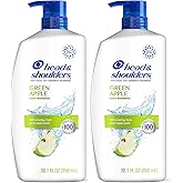 Head & Shoulders Anti-Dandruff Shampoo with 1% Pyrithione Zinc, Clinically Proven & Scalp Care Treatment, Fresh Green Apple Scent, 32.1 Fl Oz Each, 2 Pack