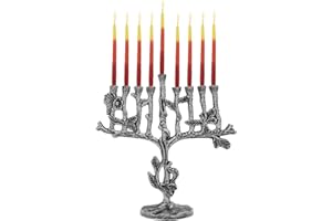 Majestic Giftware Aluminum Nickel Plated Chanukah Candles Menorah – Silver Tree (MN735) | Fits Standard Chanukah Candles | Durable & Long-Lasting Quality | Hanukkah Menorah - 10” High