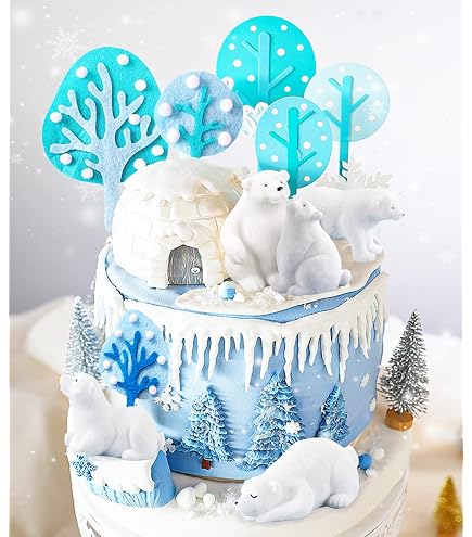 Ibasenice Lot De 8 Figurines Pingouins Et Icebergs – Résine Bleu Ciel – Décoration Aquarium, Gâteau, Paysage Polaire – Cadeau Noël