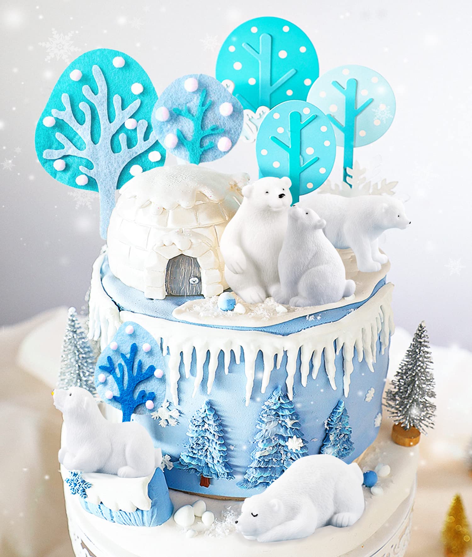 Photo 1 of ***SIMILAR GaRallato Polar Bears Cake Topper Bear Baby Shower Party Supplies Winter Party Supplies Cute Igloo Cake Decoration