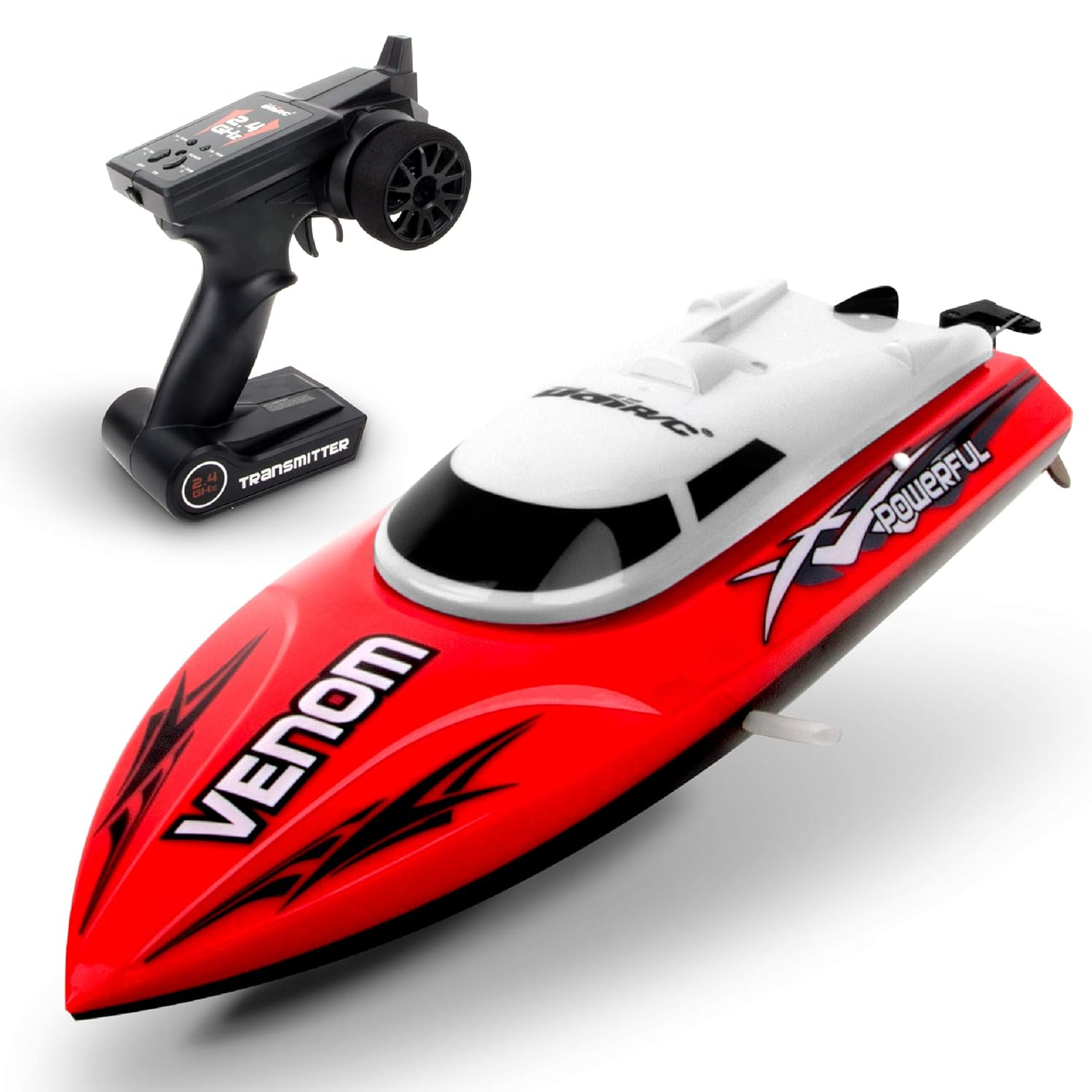 USA Toyz Remote Control Boat for Pools & Lakes – Udi001 Venom Fast RC Boat  for Kids & Adults, Self Righting Remote Controlled Boat W/Extra Battery  (Red)