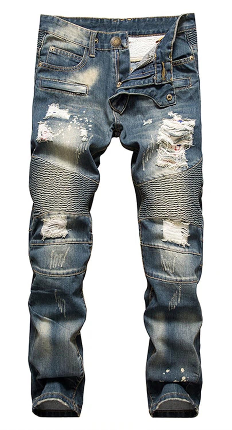 mens ripped slim straight jeans