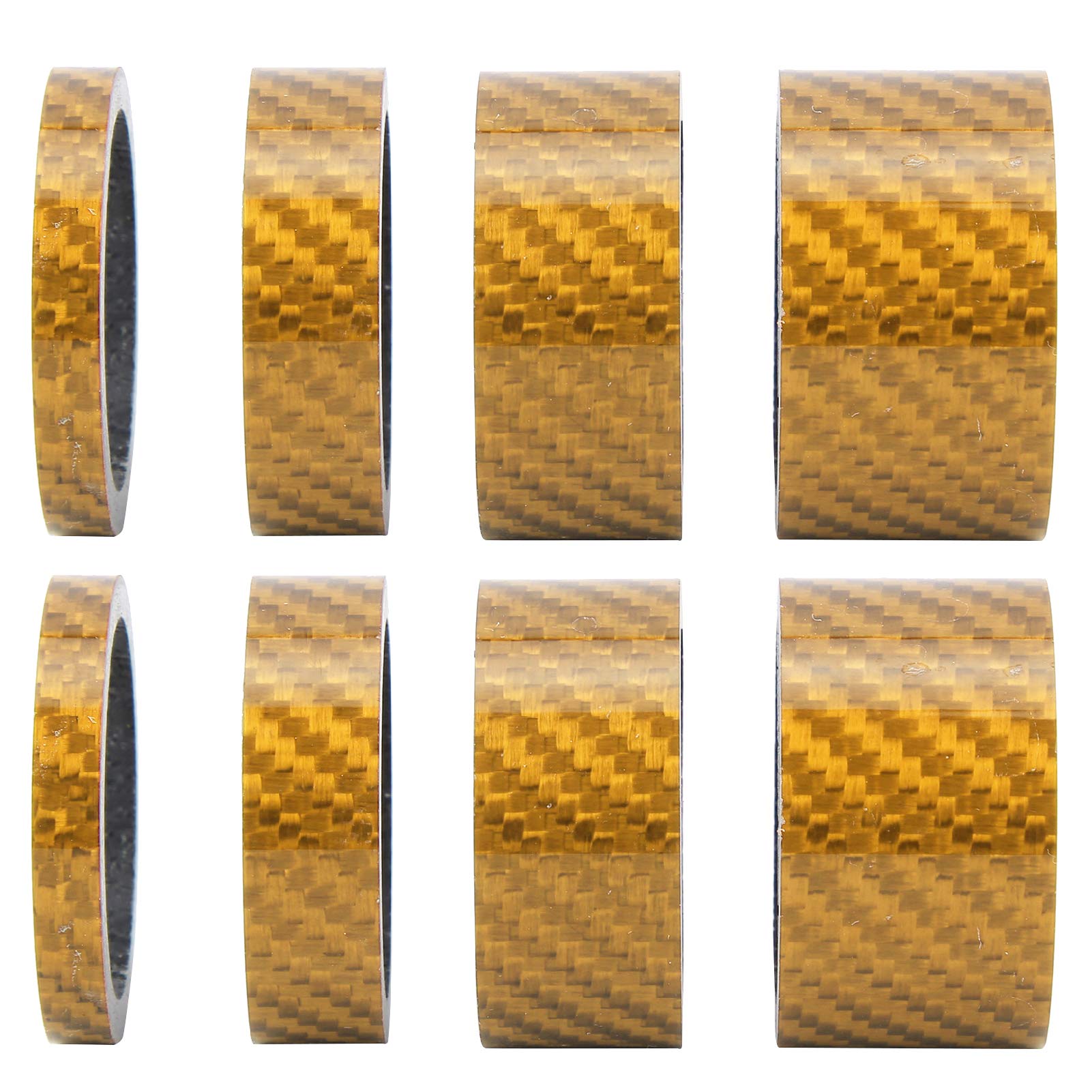 VGEBY Bicycle Headset Stem Washer, 2 Set 5/10/15/20mm Lightweight Carbon Fiber Mountain Road Bike Headset Front Fork Spacer Stem Washer Cycling Accessory(gold) Ride