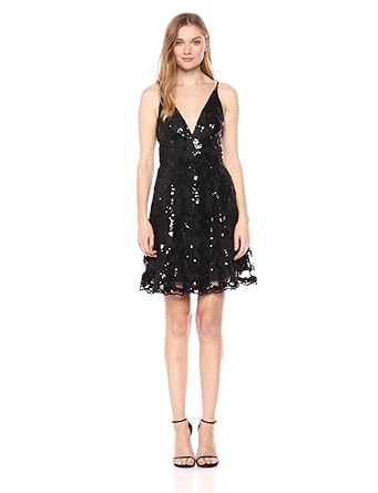 Dress the Population Women's Morgan Fit and Flare Sleeveless Lace Party Dress