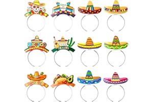 ZWLIYCHN 12Pcs Cinco de Mayo Sombrero Headbands Mexican Cardboard Headband Fiesta Head Topper for Mexican Party Supplies