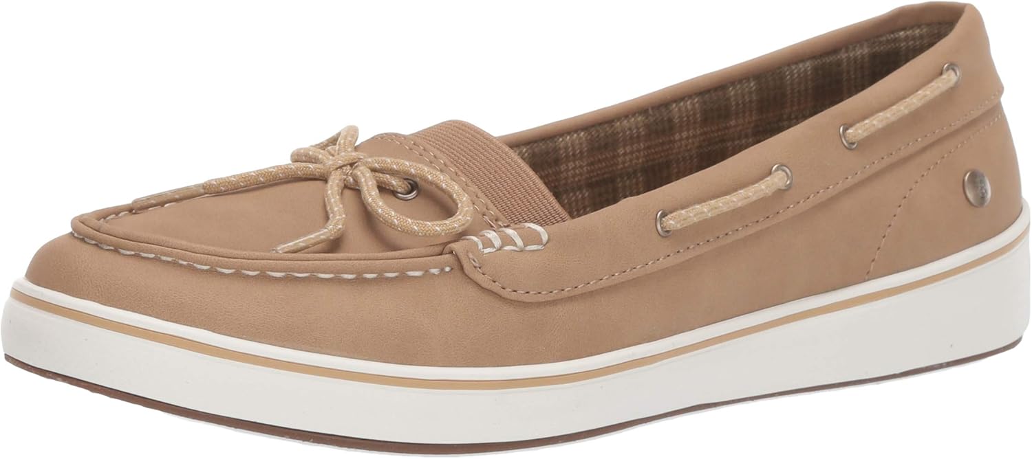 Women's Augusta Faux Nubuck Boat Shoe, Light Brown, 5 UK