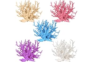 ASUNFO 5 Pcs Coral Reef Decor Artificial Plastic Fake Faux Plants Aquarium Coral Fish Tank Decoration