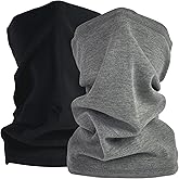 SHEVERCH 2 Pack Winter Fleece Neck Gaiter Warmer Windproof Face Mask Cover Cold Weather scarf For Men Women Hiking Ski