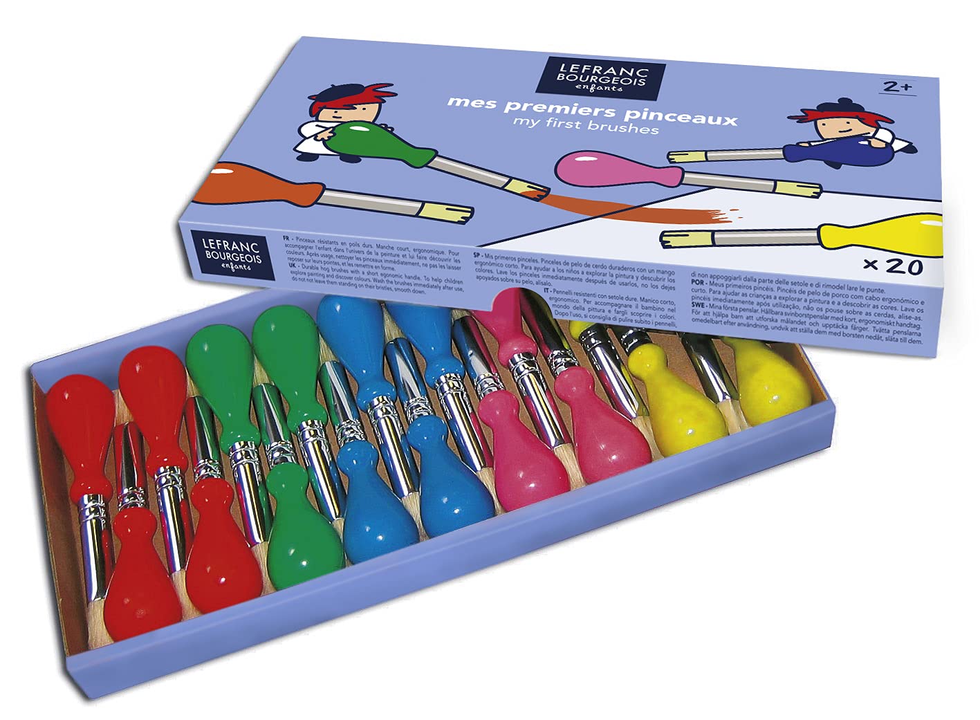 Lefranc Bourgeois 175266, children's brush class pack (in 5 for painting), 20 brushes