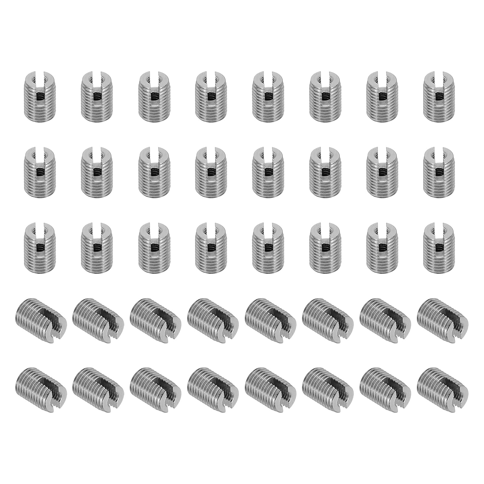 PATIKIL Self-Tapping Threaded Inserts, 40 Pcs M2 x M4.5 x 6mm 303 Stainless Steel Thread Adapter Reducer Slotted Screw Repair Inserts Nuts Sleeve