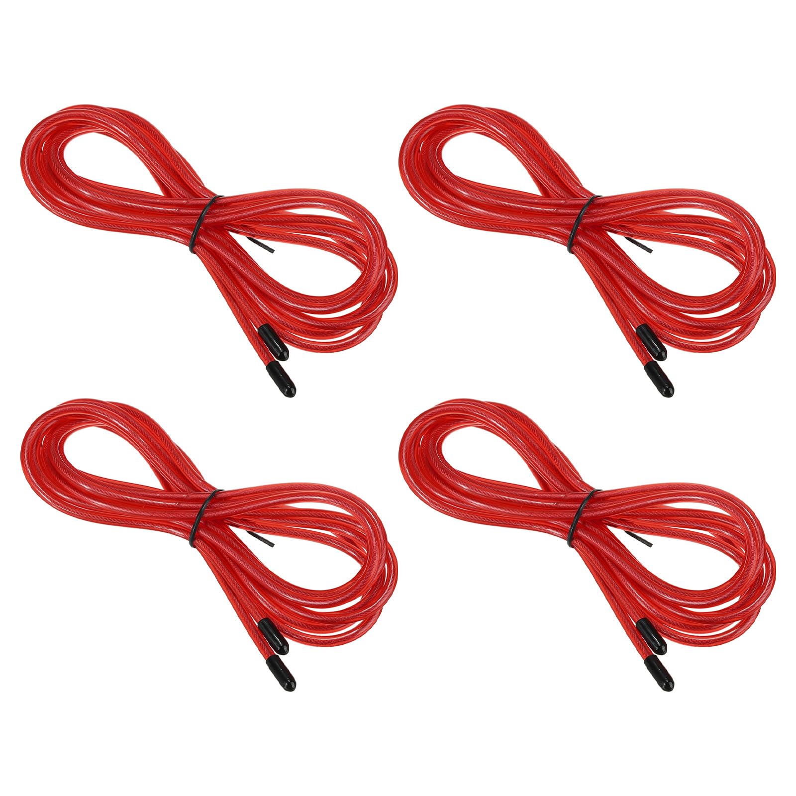 PATIKIL 10Ft Speed Jump Rope Replacement Cable, 4 Pack 4.5mm Professional Skipping Rope Replacement for High-Speed Jump Ropes, Red