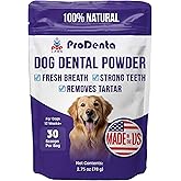 Pup Labs ProDenta, All-Natural Dog Dental Powder for Teeth Cleaning, Dental Powder for Dogs Teeth with Breath Freshener. Easy to use for Tartar Removal and Leaky Gums. Made in USA, 30 Servings