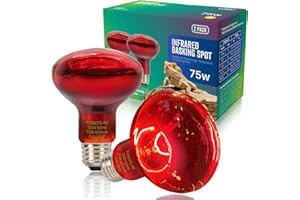 FLSNT 2 Pack Reptile Red Heat Lamp Bulbs, 75W Infrared Basking Spot Light for Turtles, Leopard Gecko, Ball Python, Bearded Dragon, Chicken
