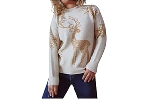 Ymosrh Women's Sweater Cardigan Casual Christmas Print Long Sleeve Sweater Pullover Oversized Sweaters