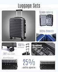 LIGHT FLIGHT Luggage Sets, 3 Piece Durable Suitcase