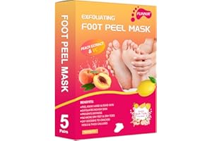 FUNNIR Foot Peeling Mask (5 Pack), Exfoliating Foot Mask that Remove Dead Skin & Repairs Heels for Baby Soft Feet