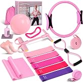 Pilates Essentials Kit for Women 15 Pcs Pilates Set for Home Workouts | Pilates Equipment with Yoga Circle Ball Ring, 5 Resistance Bands,Pedal Puller Resistance Band,Anti Slip Socks for Starter Set