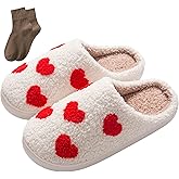 BOOUKILE Happy Face Slippers for Women Men,Retro Soft Cozy Comfy Plush Lightweight House Slippers Slip-on Indoor Outdoor Slippers,Slip on Anti-Skid Sole