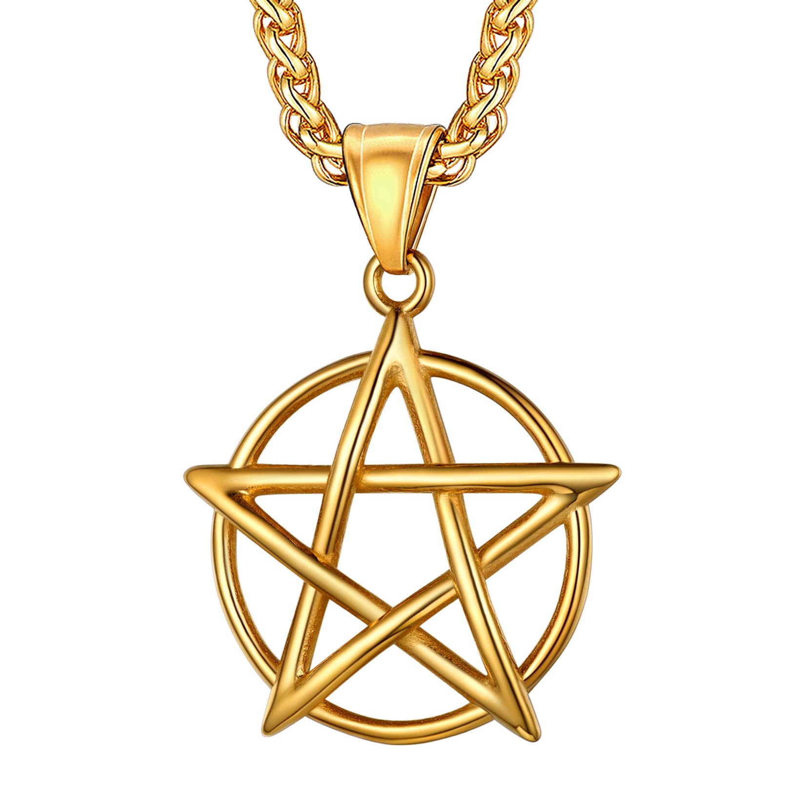 U7 Pagan Gifts Wiccan Gold Satanic Witch Jewellery Pentagram Protection Talisman Pentacle Necklace